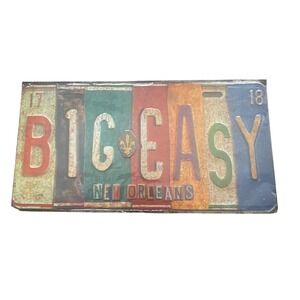 New Orleans Big Easy Decorative License Plate Metal Souvenir NOLA Fleur De Lis